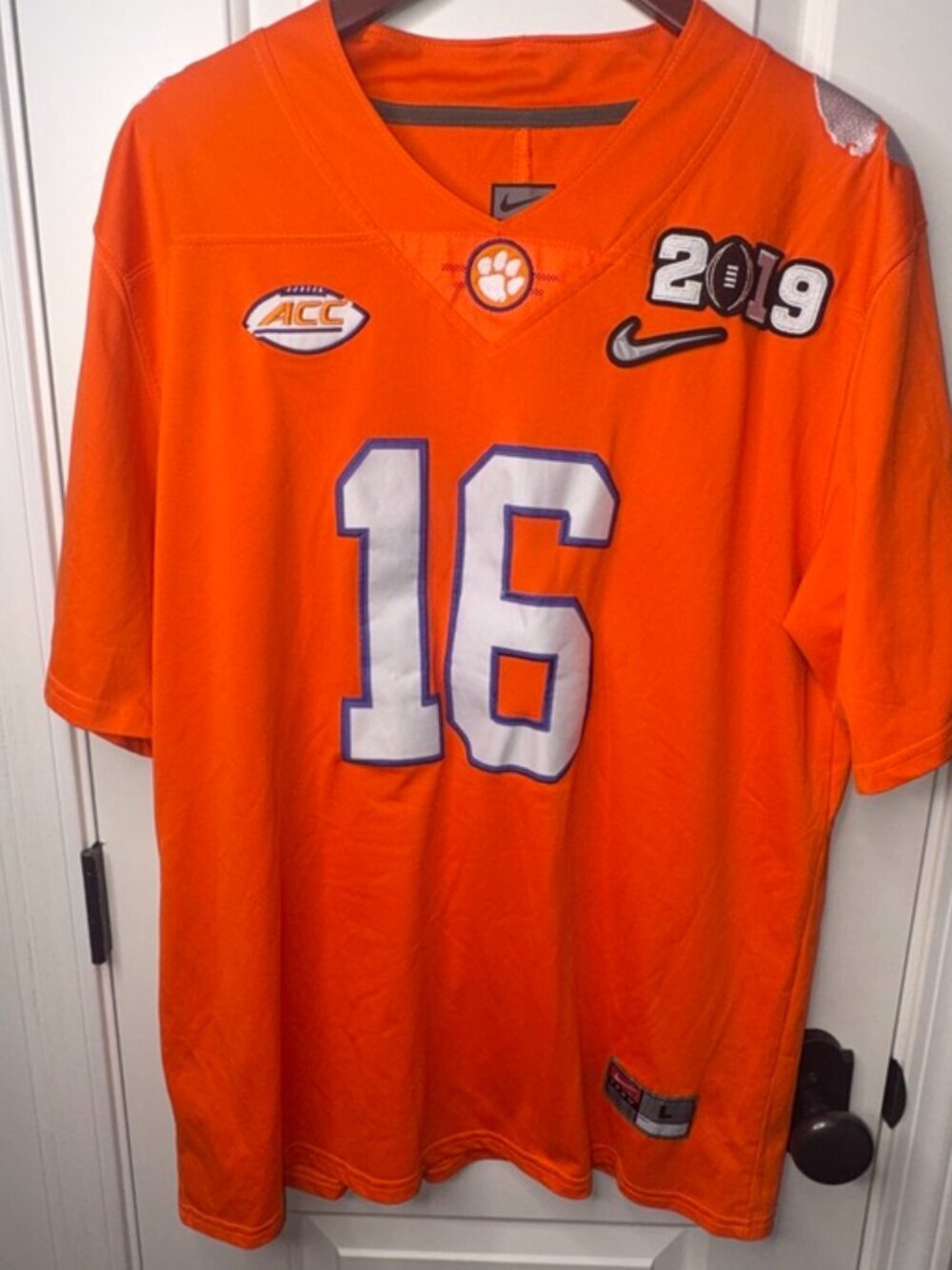 Nike Clemson University #16 Trevor Lawrence Orange Jersey 2019 CFP All In ACC L